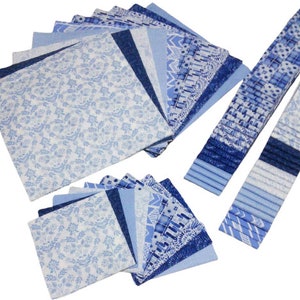 10 Pre-Cut cotton, BLUE - Classic Blue de Camelot Fabrics