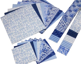 10 Pre-Cut cotton, BLUE - Classic Blue de Camelot Fabrics