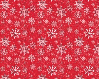 Jingle Bear Lane 98250204 Camelot Fabrics, Christmas Snowflake Cotton Fabric by the Yard, Holiday Quilting Blender Sharon Lee