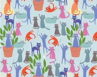 Quilt Fabric CAT ACROBATICS, Cotton Quilt Fabric , 98250101-02, Cattitude de Camelot Fabrics