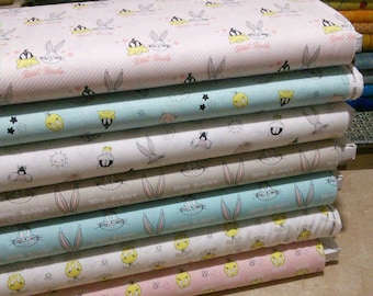 QUILT FABRICS, Bundle of 7 prints, Looney Tunes, Quilt Cotton, 1 of each print