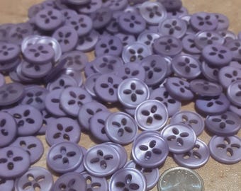 24 buttons, 15 mm, LILAC, flower button, glossy button, button 4 holes
