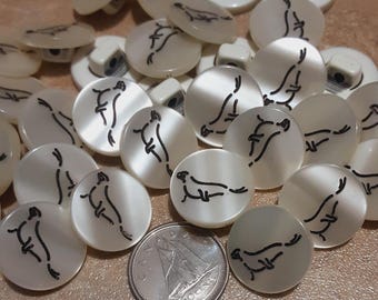 15mm, 6 Buttons Seal, Fancy Button, Vintage Button, BF10