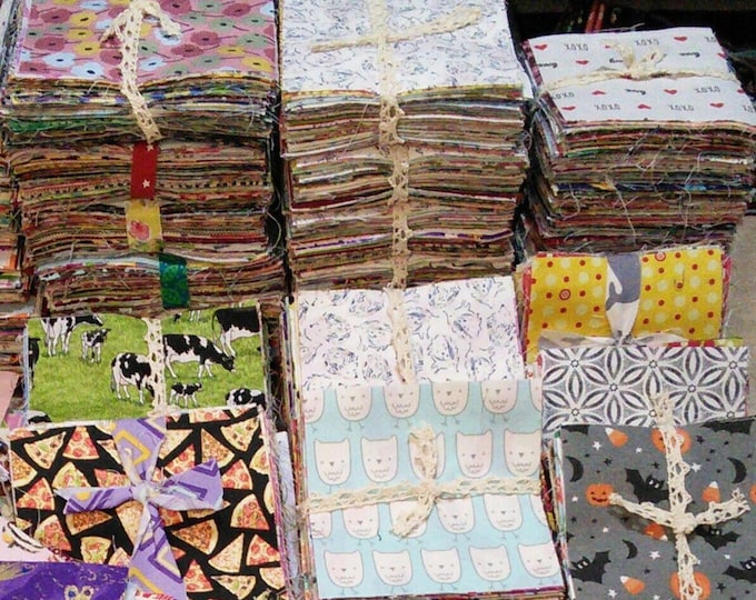 Featured listing image: 100 Charm Pack, Cotton Pre-cut 100% cotton squares. See description before ordering. FINAL SALE