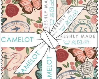 QUILT FABRICS, 42 squares 5 inchs, 100% cotton, quilt cotton - Fleurs and Flutter of Camelot Fabrics