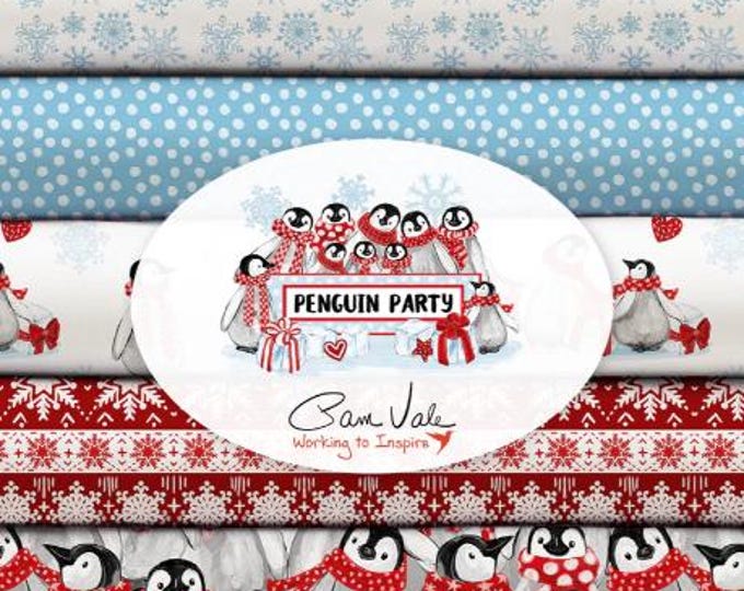 Featured listing image: QUILT FABRICS, 12 prints, 100% cotton - Penguin Party de Camelot Fabrics