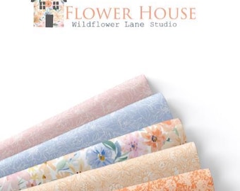 QUILT FABRICS, 42 squares 5 inchs, Fleurs, 100% cotton, quilt cotton - Flower House of Camelot Fabrics