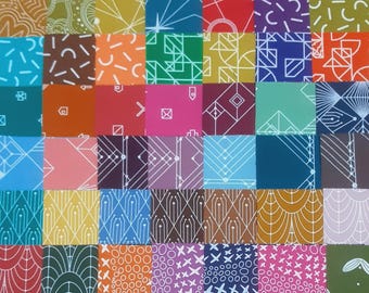 SALE, 42 squares 4 inchs or 5 inchs, CENTURY d'Andover Fabrics, 42 colors differents, Pre-cuts fabric
