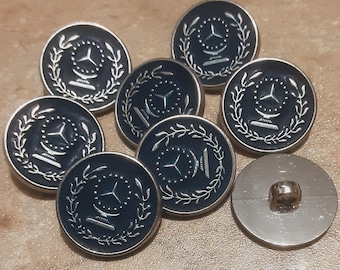 8 Buttons: 22mm, button navy and silver