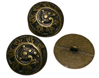 3 Buttons: 28mm, button antique metal,bronze button