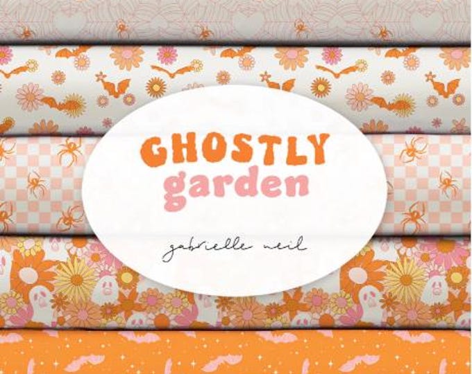 Featured listing image: QUILT FABRICS, 6 prints, Halloween, 100% cotton - Ghostly Garden de Camelot Fabrics
