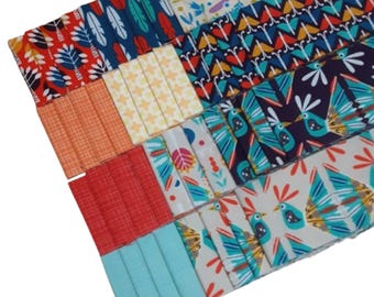 SALE, 40 stripes, Jelly Rolls, 2 1/2" X 44", Pre-Cut cotton - BIRD of PARADISE of Camelot Fabrics