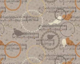 Fabric cotton, BIRD MELODY, Taupe, 66240101, 02, Quilt Fabrics, 100% cotton, quilt cotton - Song Bird of Camelot Fabrics