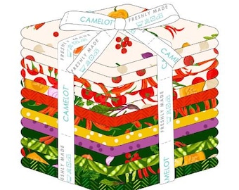 FATS QUARTERS, 14 Prints, 100% cotton, quilt cotton - Eat Green of Camelot Fabrics