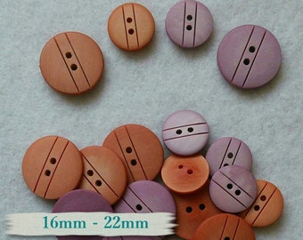 4 buttons, 16mm, 22mm, 2 holes, mandarine, orchidée, BM52