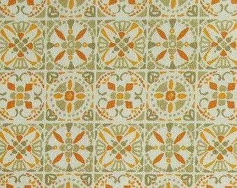 SALE, CAMELOT FABRICS, Tile,orange, sage, 66180205, col 03, Autumn Impressions