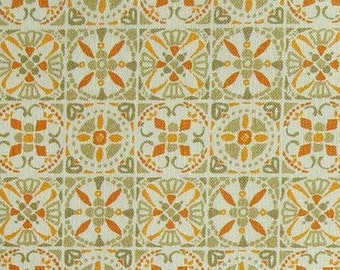 CAMELOT FABRICS, Tile,orange, sage, 66180205, col 03, Autumn Impressions