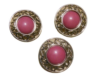 24mm, 3 Buttons, button silver and pink