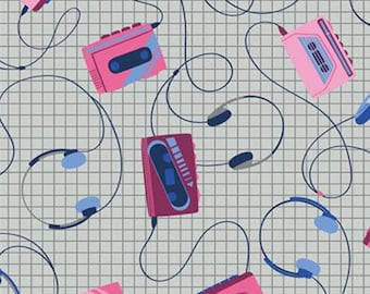 SALE, CAMELOT FABRICS, Headphones, 27180404, Retro Blast, cotton, cotton quilt, cotton designer