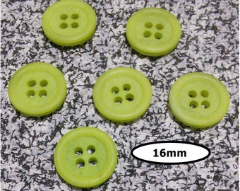 12 buttons, 16 mm, LIME GREEN, 4 holes, vintage button, BTN 33A