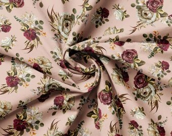 Fabric cotton, BLOOMING BEAUTY, Dusty Rose, 52240102, 04, Quilt Fabrics, 100% cotton, quilt cotton - Dark Romance of Camelot Fabrics
