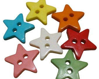 19mm, Buttons Star, 7L, (3/4 inch), buttons 2 holes, button vintage, BF22