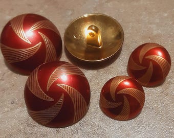 5 Buttons: 15mm and 24mm, metal button gold and red