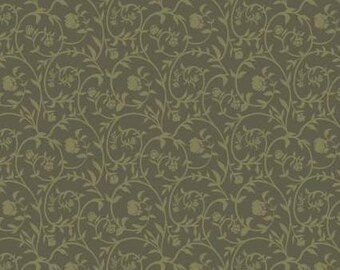 Fabric cotton, BRIARS AND BLOSSOMS, Olive, 52240104, 01, Quilt Fabrics, 100% cotton, quilt cotton - Dark Romance of Camelot Fabrics