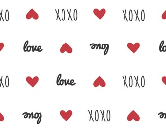 Love, XOXO, Small red heart, white background, XOXO, 21190703, col 01, Camelot Fabrics, cotton, cotton quilt, cotton designer