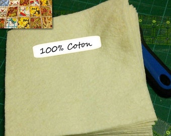 10 squares, Batting, 100% cotton for indoor quilts,