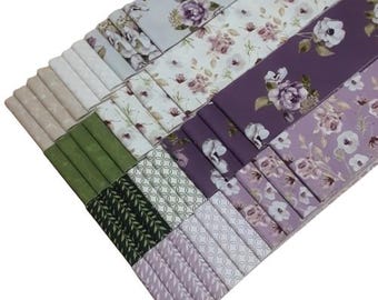 QUILT FABRICS, 40 stripes 2 1/2x44po, Jelly Rolls, Amethyst, 100% cotton, quilt cotton - Morning Lilac of Camelot Fabrics