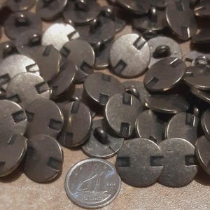 12 Buttons, 16mm, Metal button, silver antique, button vintage