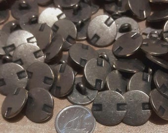12 Buttons, 16mm, Metal button, silver antique, button vintage