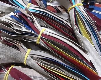 25 vintage metal zippers, 10-25cm, metal slider, 1980, non-separable clasp, photo as an example