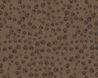 Fabric cotton, PAW PRINT TRAILS, brown, 21240406, 01, Quilt Fabrics, 100% cotton - Merry Beary of Camelot Fabrics