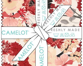 QUILT FABRICS, 42 squares 5 inchs, 100% cotton, quilt cotton - Blooms and Bows of Camelot Fabrics