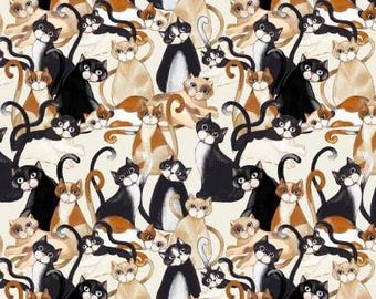 Fabric cotton, QUIRKY CATS, 49240502, 01, Quilt Fabrics, 100% cotton, quilt cotton - Secret Garden of Camelot Fabrics