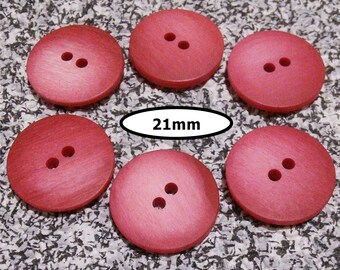 6 Buttons, 21mm, PINK-RED nuancé, button 4 holes, BTN 101