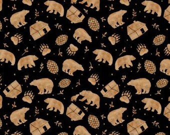 Fabric cotton, WOOD STENCIL TOSS, Black, 49240103, 01, Quilt Fabrics, 100% cotton, quilt cotton - Crafted Cabin of Camelot Fabrics