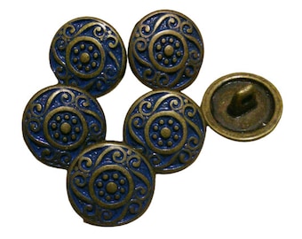 15mm, BLUE AND BRONZE, 6 or 30 buttons, button metal