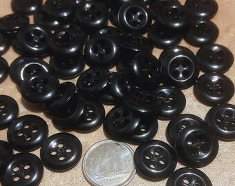 12 Buttons, 14mm, BLACK, 4 holes