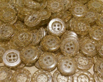 16mm, 100 buttons, NATURAL TRANSPARENT, button vintage
