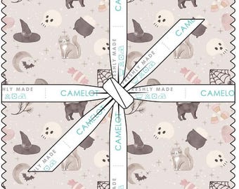 QUILT FABRICS, 42 squares 10 inchs, 100% cotton, quilt cotton - Pumpkin and Paws of Camelot Fabrics
