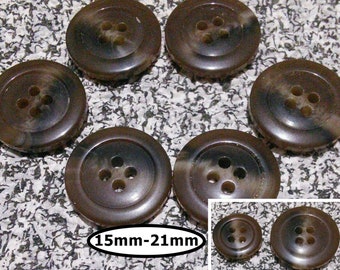 6 buttons, 15 mm and 21mm, Shade BROWN BEIGE, button 4 holes, BTN 95