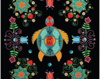 QUILT FABRIC Panel, 36"X44", Turtle, 57240106P, 100% coton - Truth de Camelot Fabrics