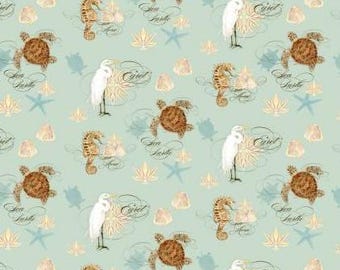 Fabric cotton Treasure, Aqua, 55230603, 01, QUILT FABRICS, 100% cotton, quilt cotton - Coastal Waterways of Camelot Fabrics