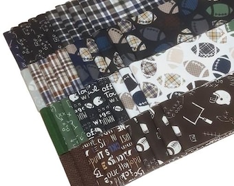 QUILT FABRICS, 40 stripes 2 1/2x44po, Jelly Rolls, Football, 100% cotton, quilt cotton - Fall is Football of Camelot Fabrics