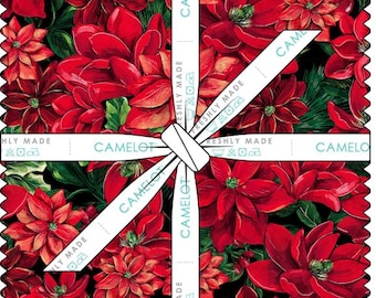 Charm Pack Joy to the World Camelot Fabrics, 10-Inch Christmas Fabric Squares Bundle, Courtepointe Patchwork