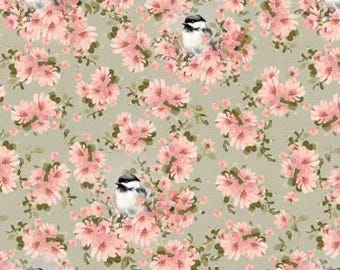 Fabric cotton, FINCH SERENADE, Sage, 55240201-02, Quilt Fabrics, 100% cotton,quilt cotton - Fluttering Blooms of Camelot Fabrics