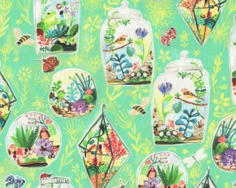 QUILT FABRIC Terrariums, 1611, Midsummer, 100% cotton, cotton quilt, cotton designer, August Wren